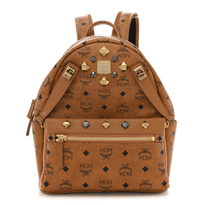 MCM Visetos Studded Small Dual Stark Backpack Cognac 1 of 14