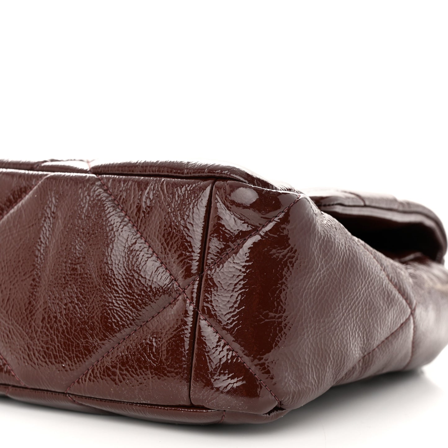 Shiny Crumpled Calfskin Quilted Large Chanel 19 Flap Burgundy