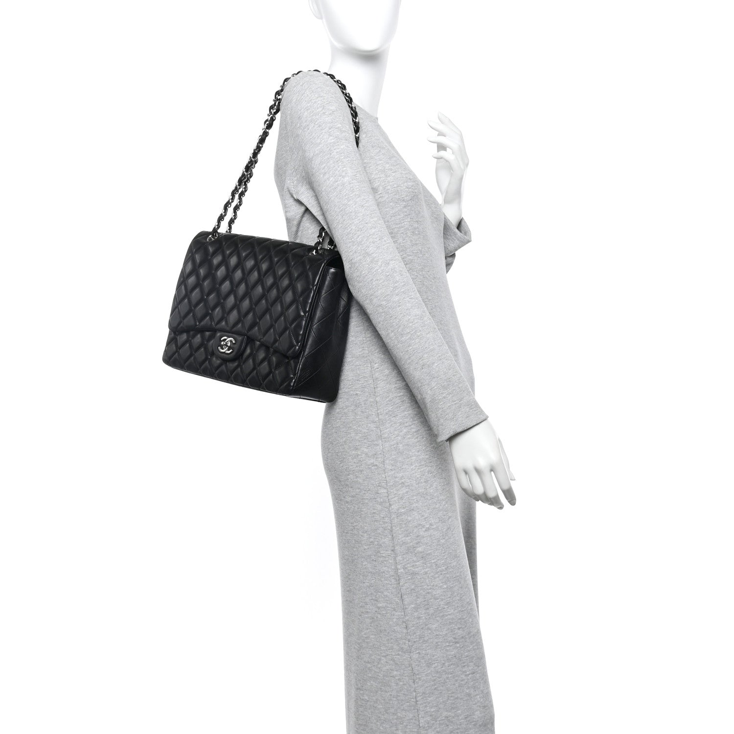 Chanel Lambskin Quilted Maxi Single Flap Black 2 of 10
