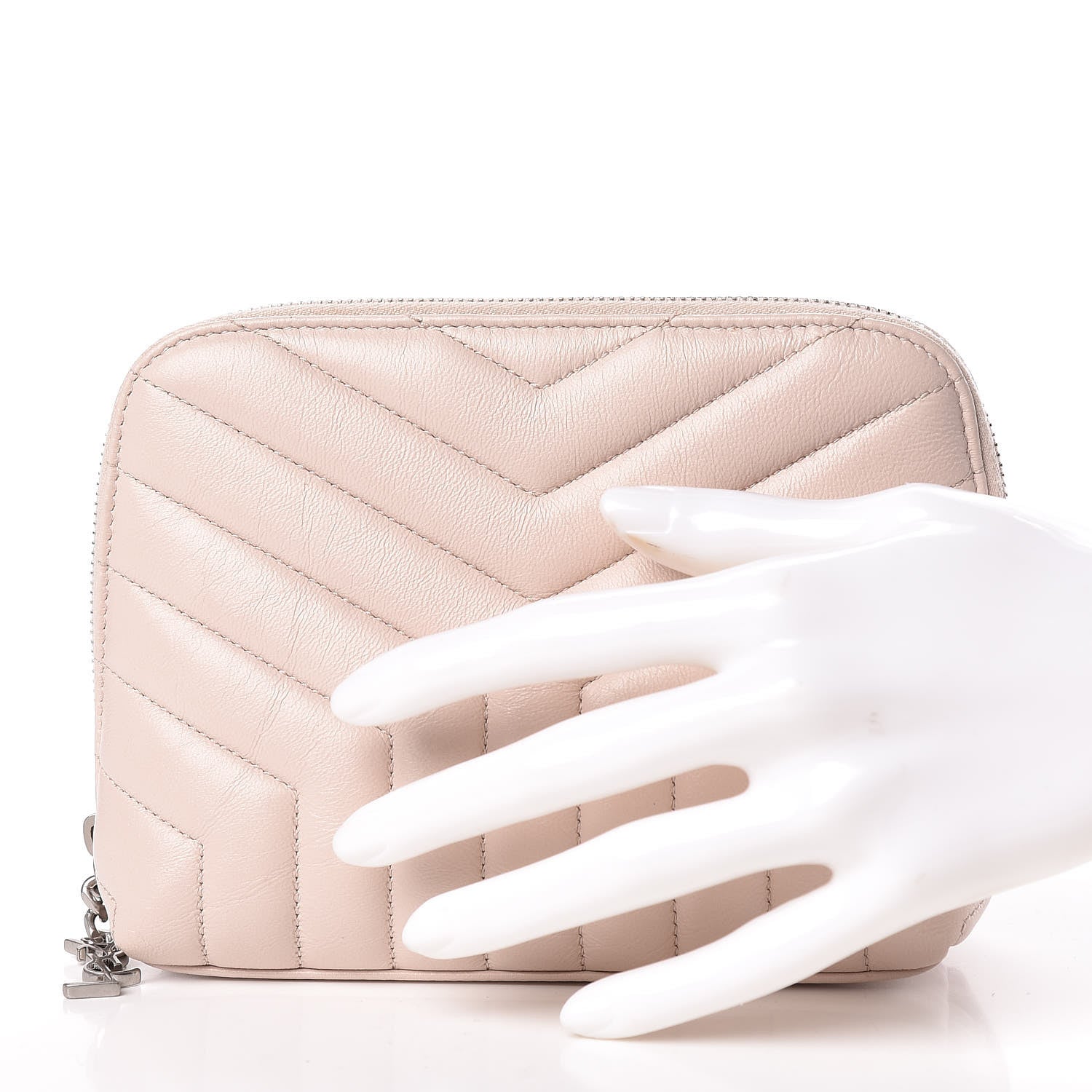 Saint Laurent Lambskin Matelasse Cosmetic Case Washed Light Pink 2 of 11