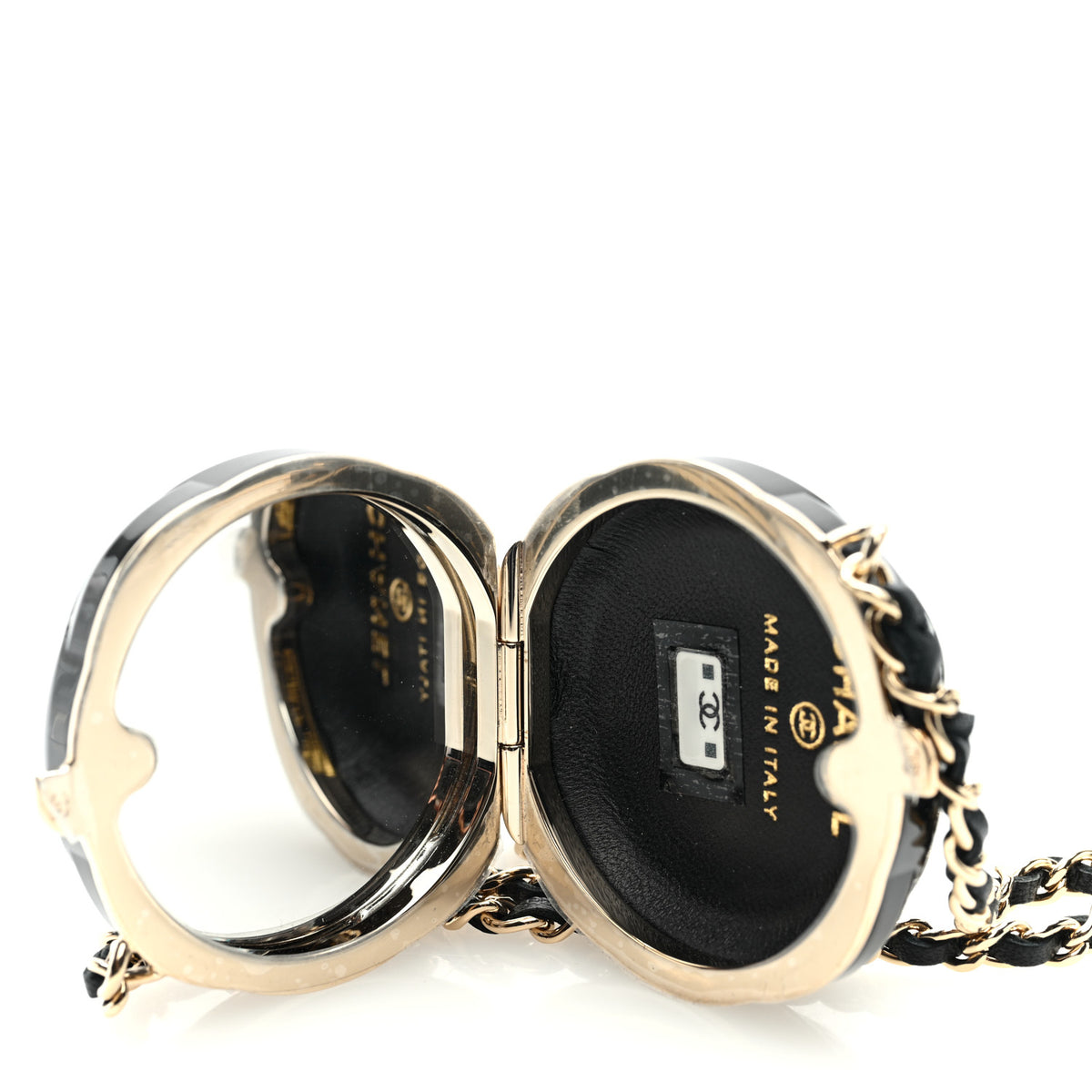 Chanel Resin Lambskin Camellia Clutch with Chain Black 5 of 10