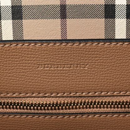 Burberry Grainy Calfskin Haymarket Check Small Reversible Tote Mid Camel 6 of 15