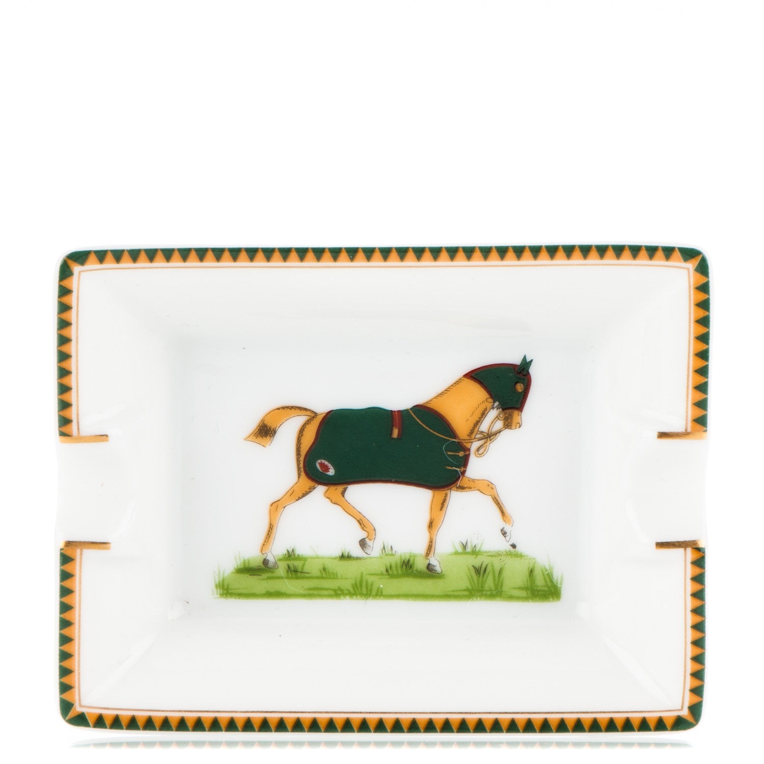 Hermes Porcelain Mini Chevaux A La Couverture Ashtray 1 of 5