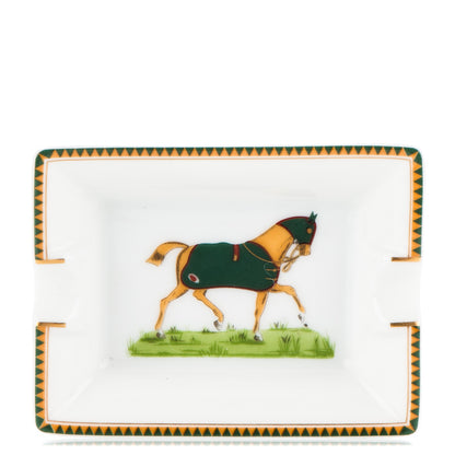 Hermes Porcelain Mini Chevaux A La Couverture Ashtray 1 of 5