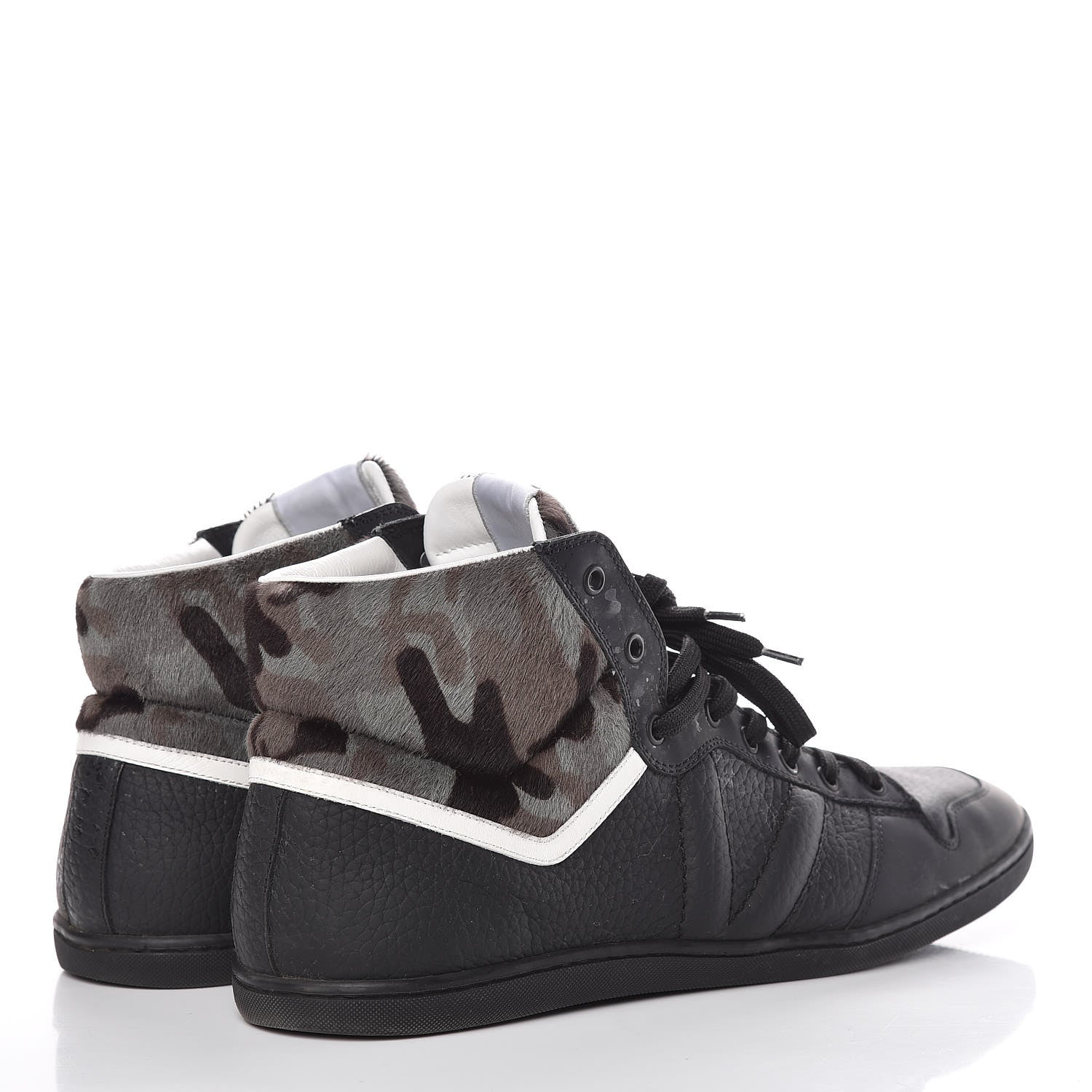 Louis Vuitton Calfskin Pony Hair Camouflage Heroes Sneakers 8 Black 4 of 13