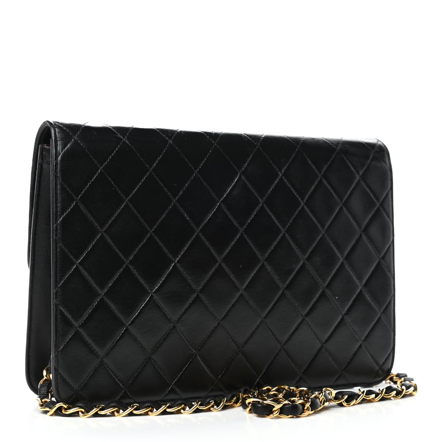 Lambskin Quilted Medium Single Flap Black