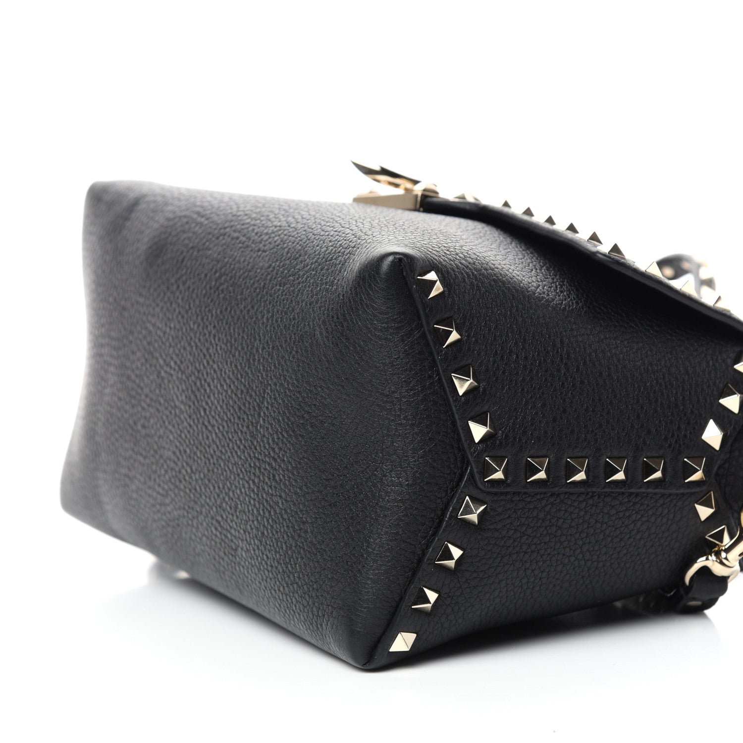 Valentino Garavani Pebbled Calfskin Rockstud Single Handle Flap Bag Black 8 of 9
