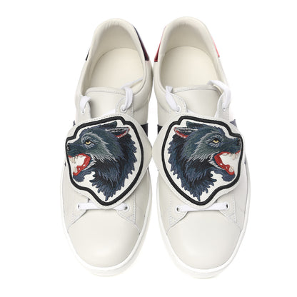 Gucci Calfskin Web Wolf Embroidered Mens Ace Sneakers 9 White 5 of 12