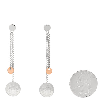 Hermes Sterling Silver 18K Rose Gold PM Ex-Libris Earrings 2 of 5