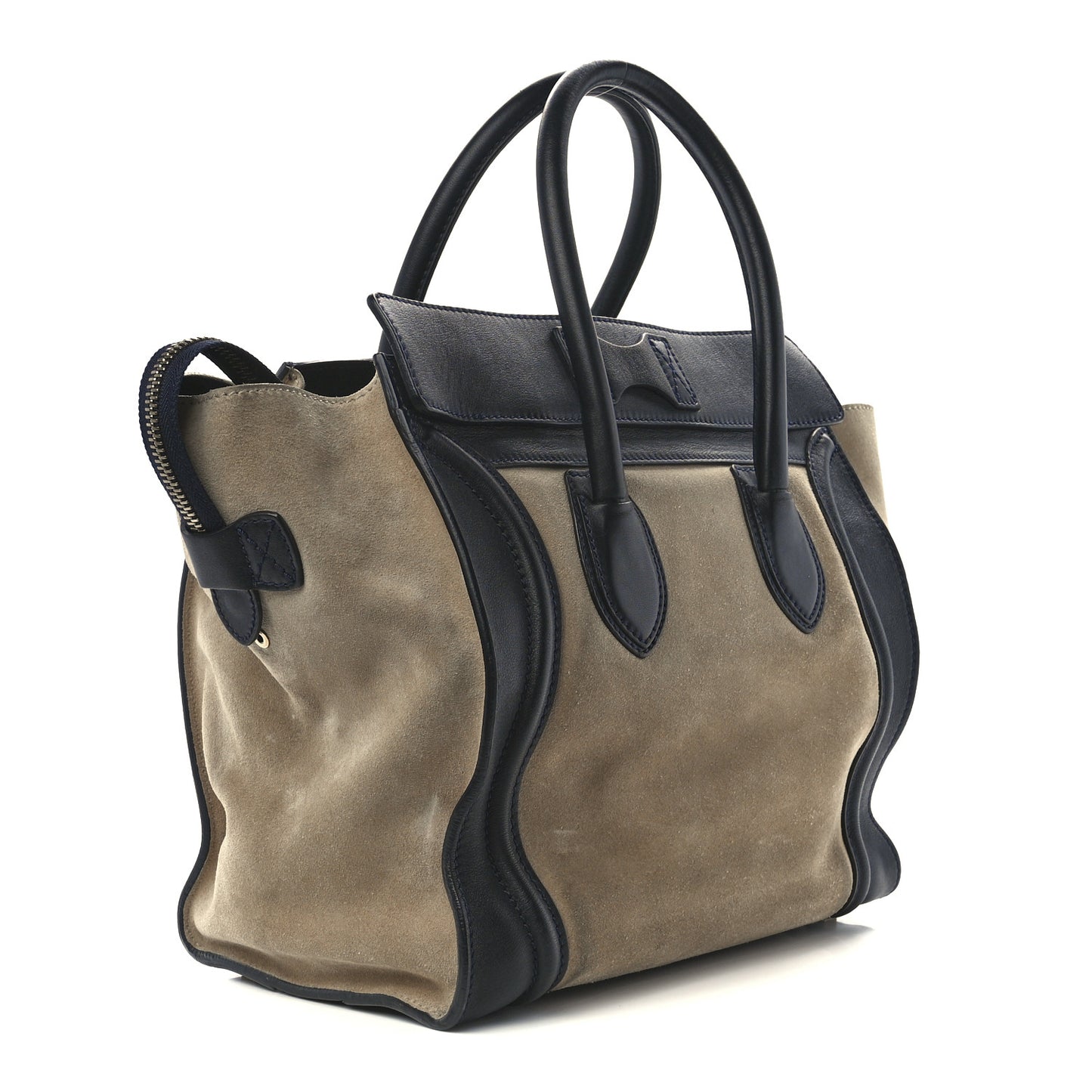 Smooth Calfskin Suede Mini Bi-Color Luggage Navy Dune