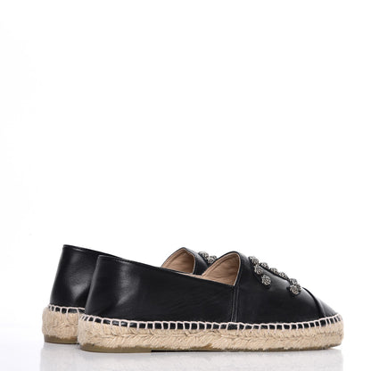 Chanel Lambskin Camellia CC Stud Espadrilles 39 Black 4 of 10