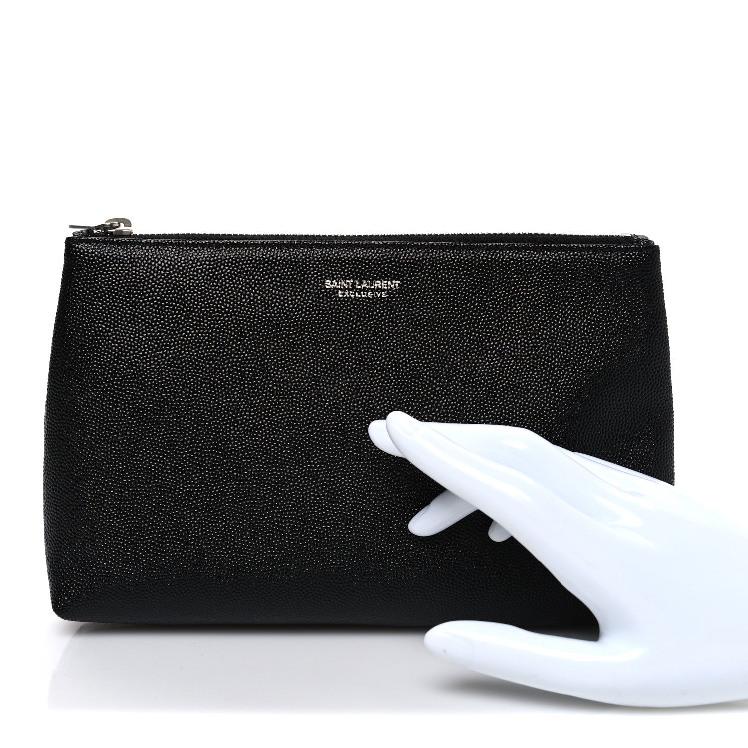 Saint Laurent Grain De Poudre Zippered Pouch Black 2 of 7
