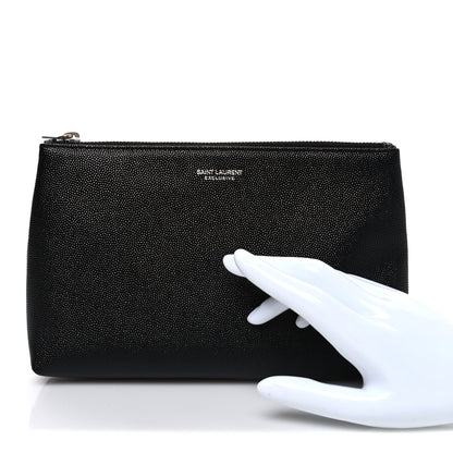 Saint Laurent Grain De Poudre Zippered Pouch Black 2 of 7