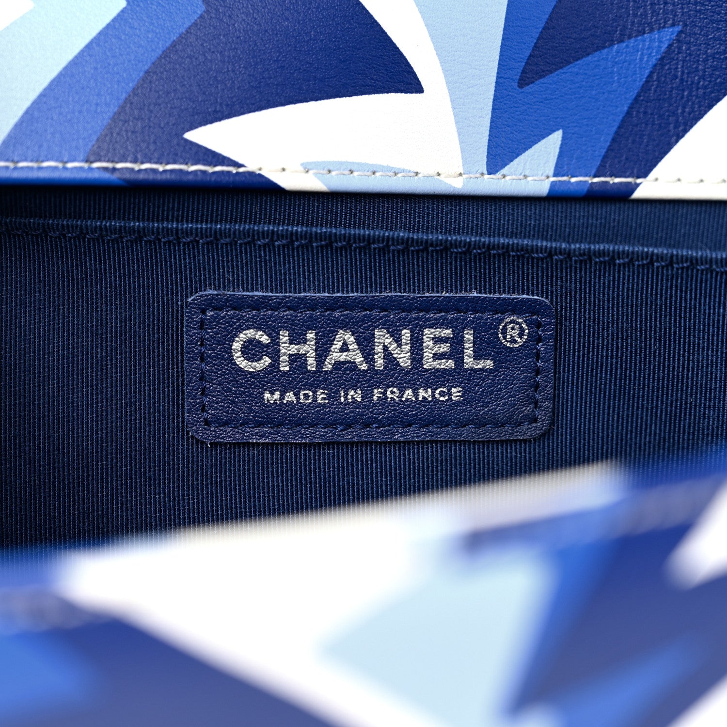 Chanel Printed Calfskin Medium Boy Flap Blue White 6 of 11