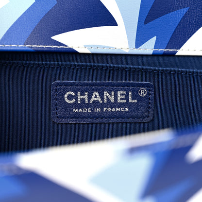 Chanel Printed Calfskin Medium Boy Flap Blue White 6 of 11