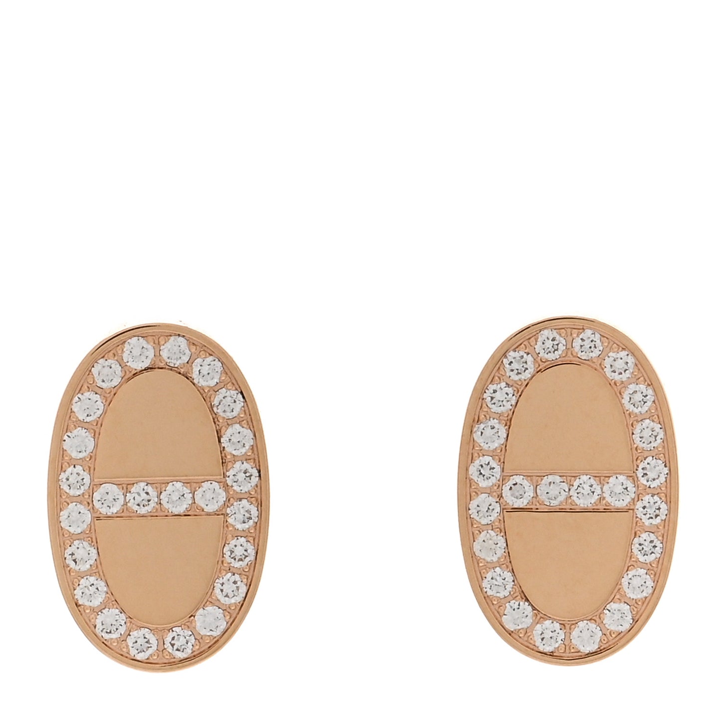 18K Rose Gold Diamond Chaine d'Ancre Contour Stud Earrings