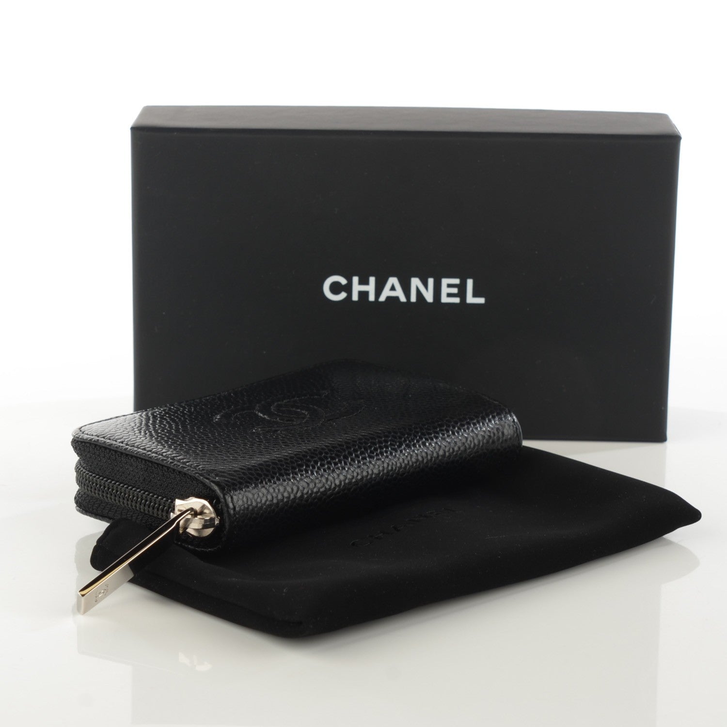 Chanel Caviar Timeless CC Zip Around Coin Purse Black 4 of 7