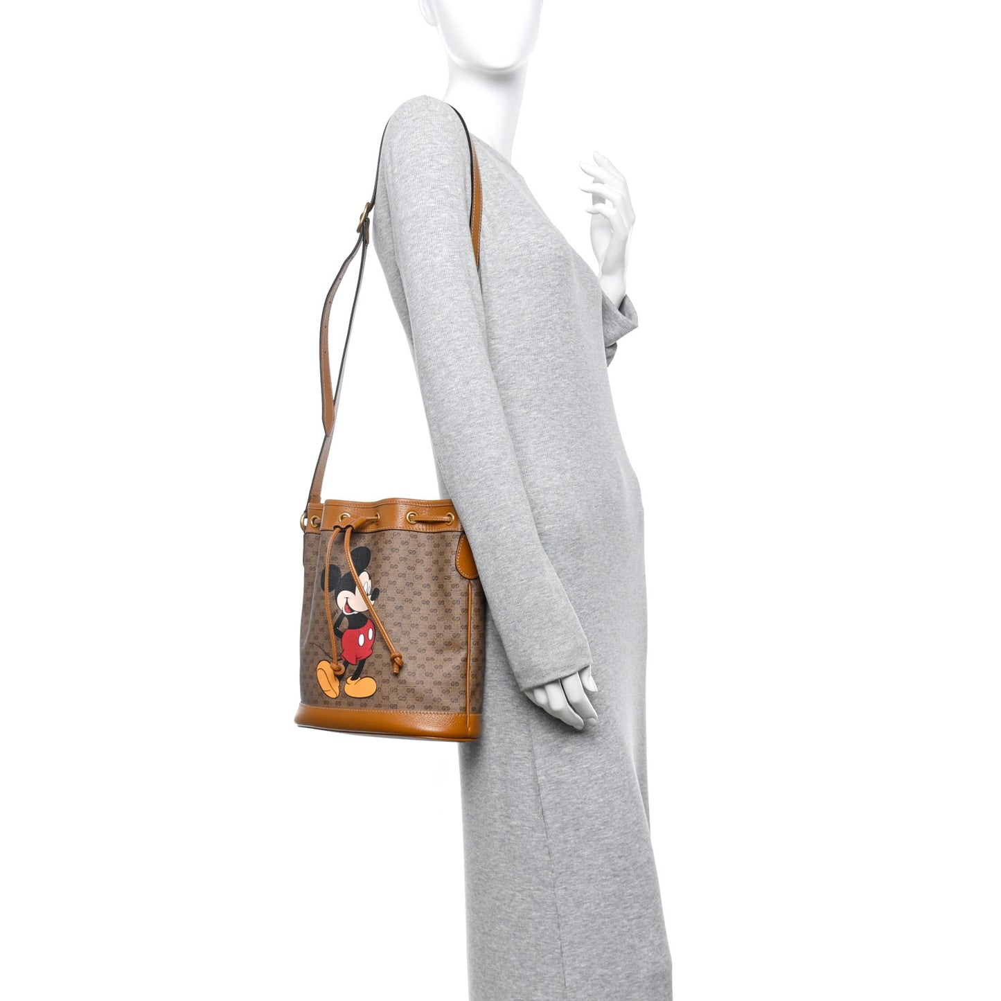 X DISNEY Mini Vintage GG Supreme Monogram Bucket Bag Beige Vintage Sun Oil