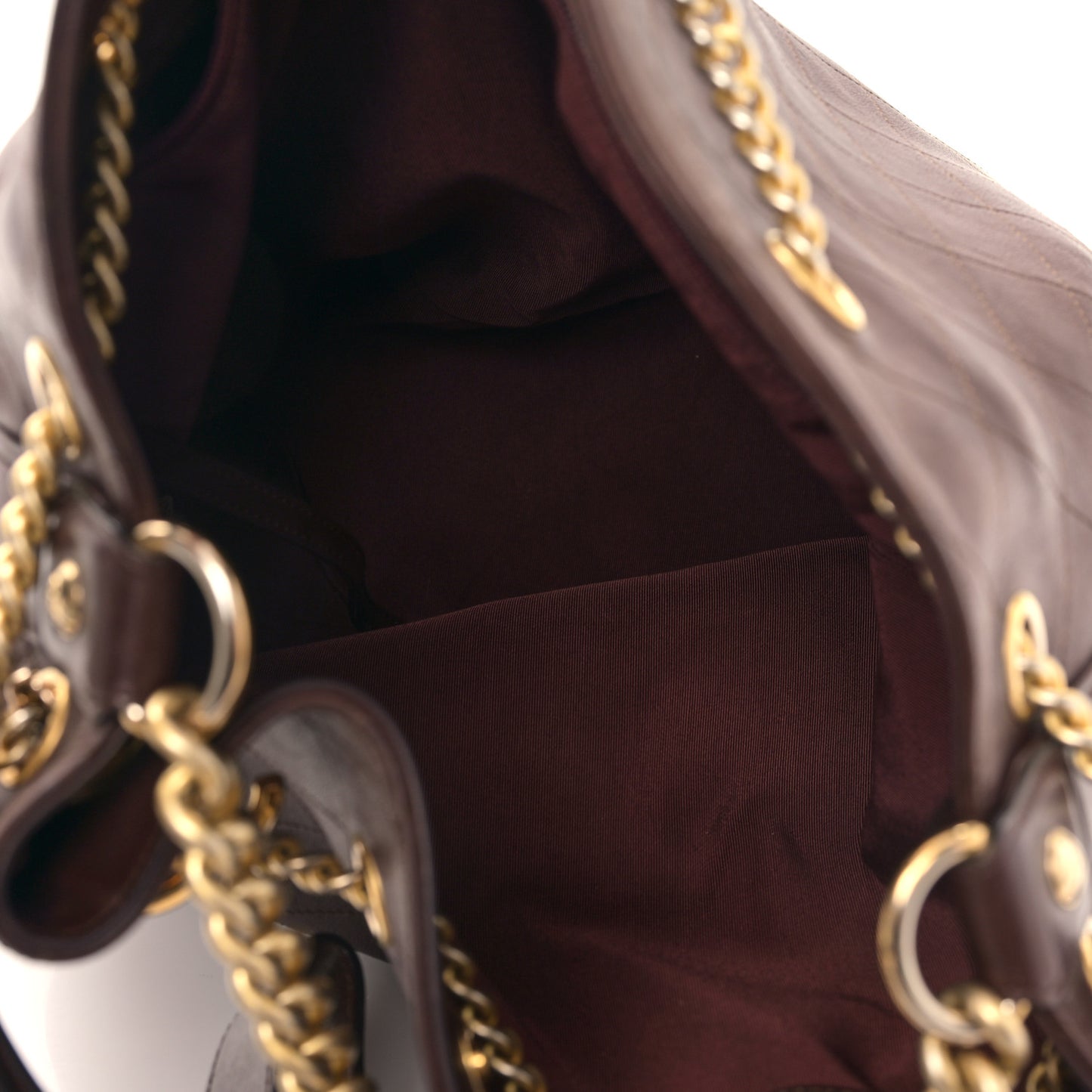 Calfskin Quilted Small On My Shoulder Drawstring Bag Brown