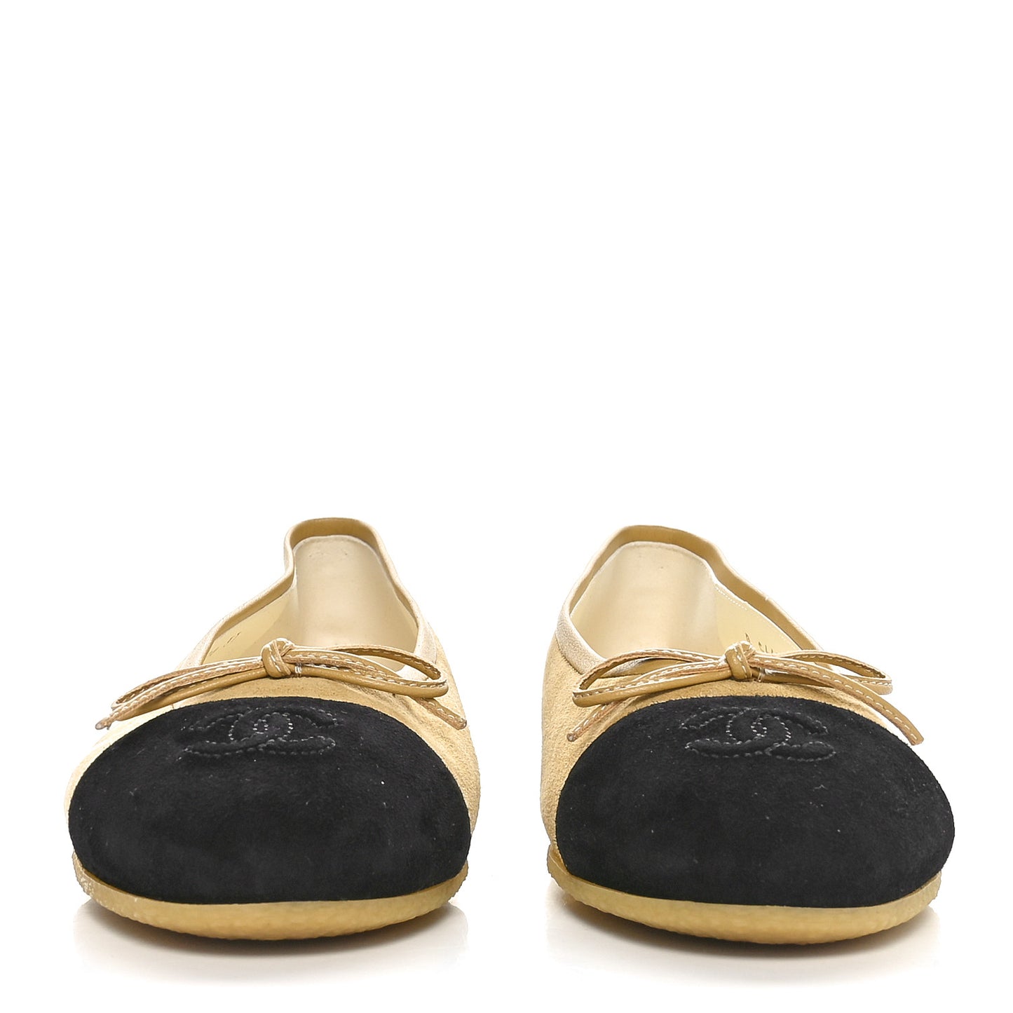 Suede Cap Toe CC Ballerina Flats 37 Beige Black