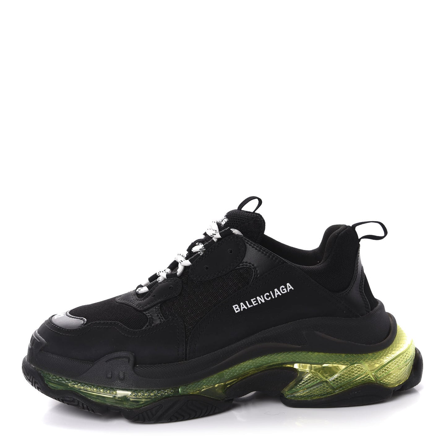 Fabric Mesh Clear Sole Mens Triple S Sneakers 42 Black Yellow Fluo