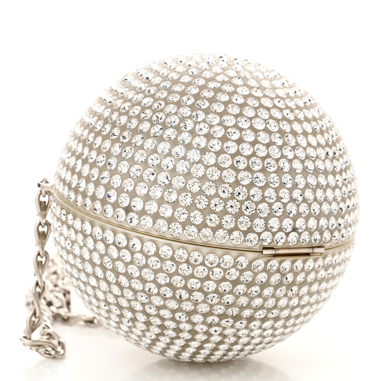 Plexiglass Strass CC Round Minaudiere Clutch Silver