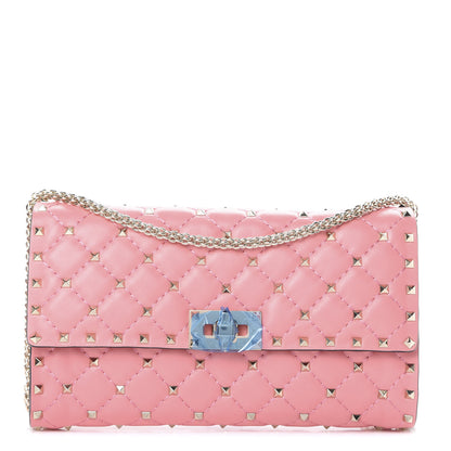Valentino Garavani Nappa Rockstud Spike Wallet On Chain Paradise Rose 1 of 10