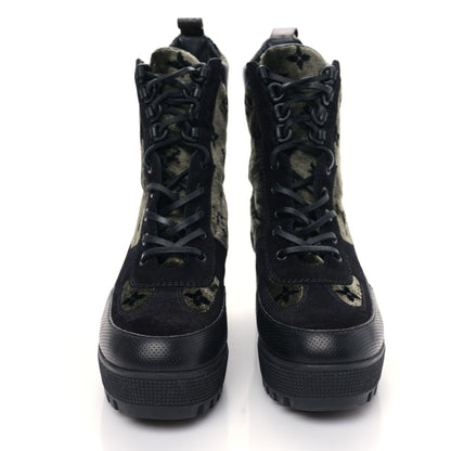 Louis Vuitton Velvet Calfskin Monogram Laureate Platform Desert Boots 39 Black Green 2 of 7