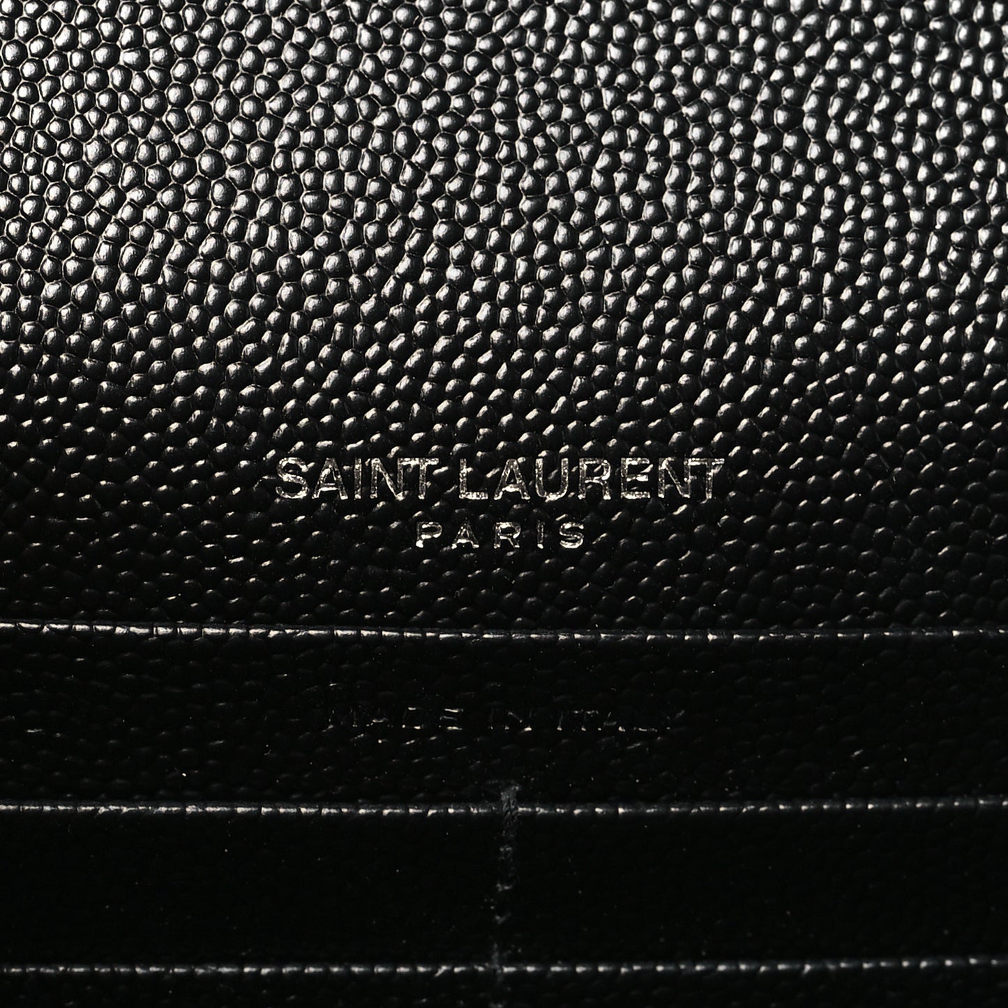 Grain De Poudre Matelasse Chevron Monogram Envelope Chain Wallet Black