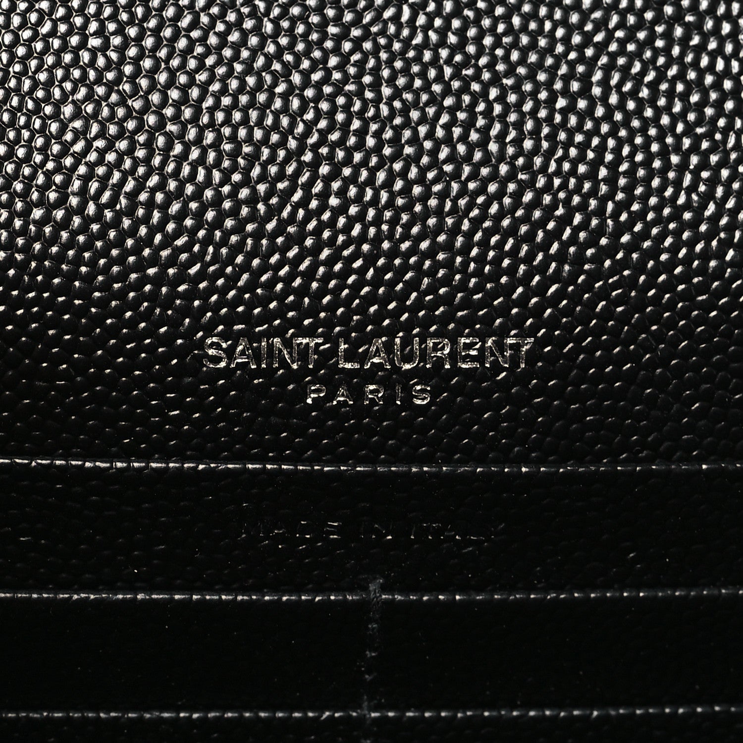 Saint Laurent Grain De Poudre Matelasse Chevron Monogram Envelope Chain Wallet Black 6 of 10