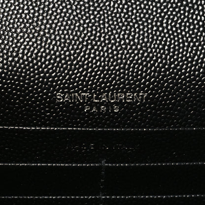 Saint Laurent Grain De Poudre Matelasse Chevron Monogram Envelope Chain Wallet Black 6 of 10