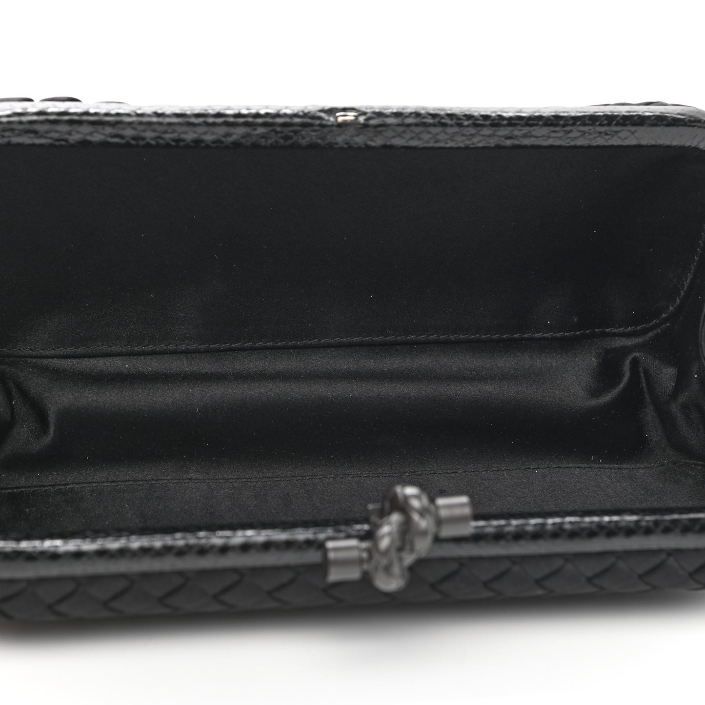Satin Ayers Intreccio Impero Stretch Knot Clutch Black