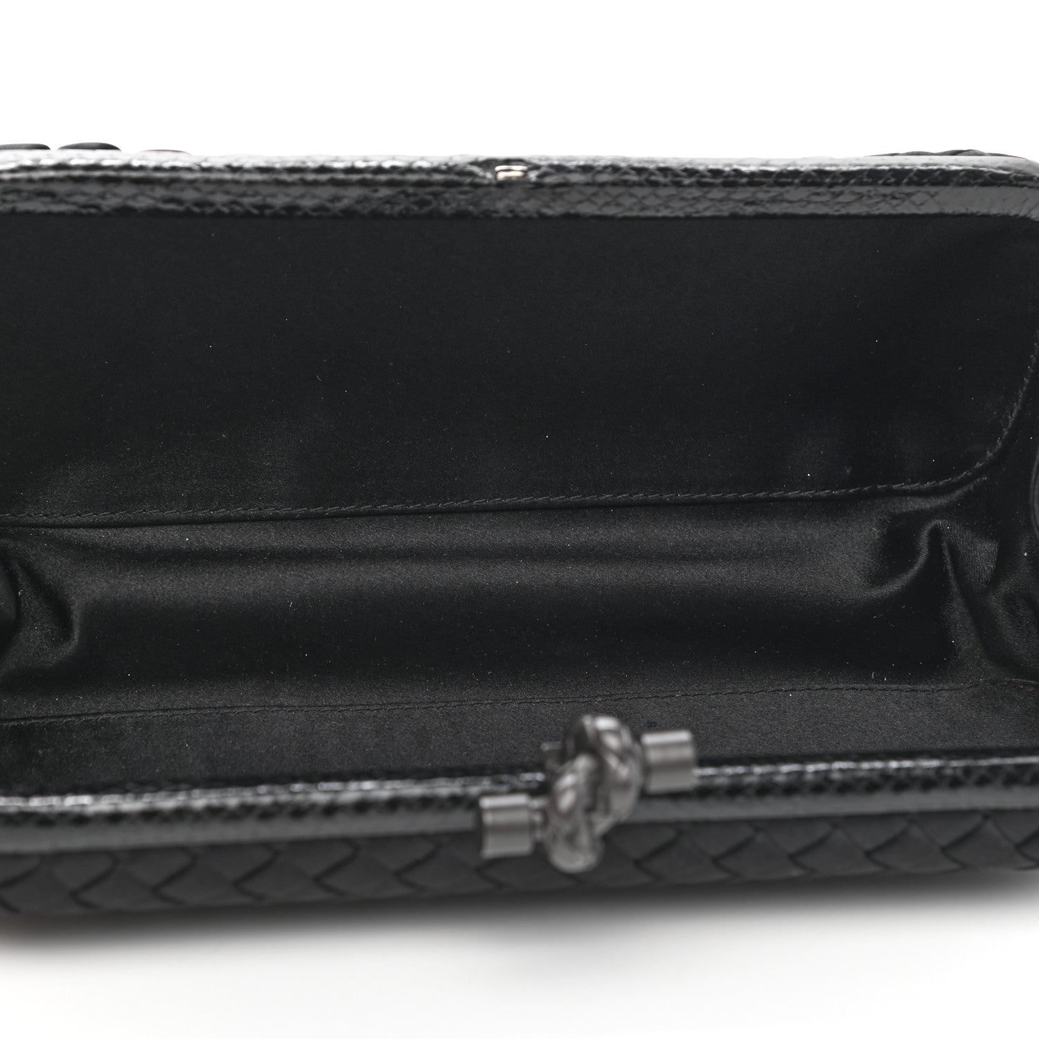 Bottega Veneta Satin Ayers Intreccio Impero Stretch Knot Clutch Black 5 of 11