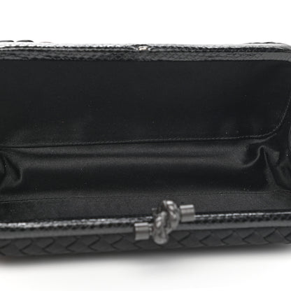 Bottega Veneta Satin Ayers Intreccio Impero Stretch Knot Clutch Black 5 of 11