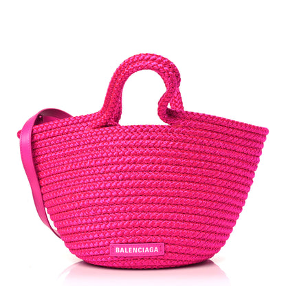 Balenciaga Nylon Lambskin Woven Small Ibiza Basket With Strap Lipstick Pink 1 of 9