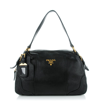Prada Deerskin Shoulder Bag Black 1 of 9