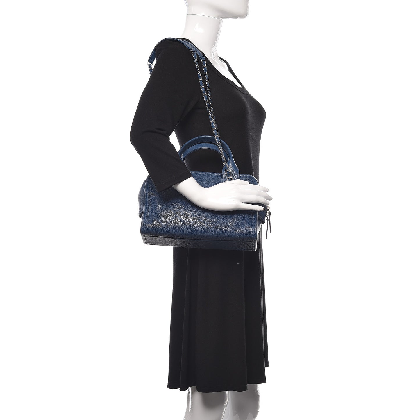 Caviar Quilted Deauville Bowling Bag Blue