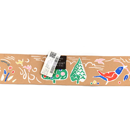 Hermes Silk Isola Di Primavera Twilly Camel Bleu Vif Fuchsia 3 of 4
