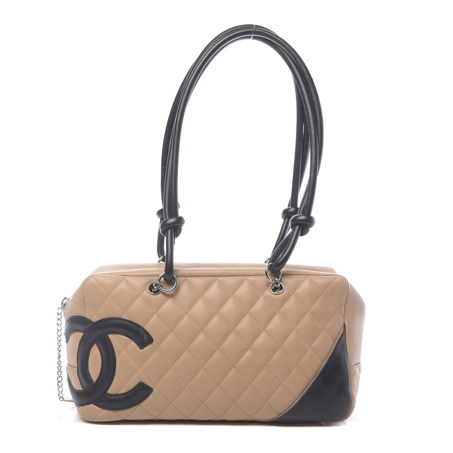 Calfskin Quilted Large Cambon Bowler Beige Black