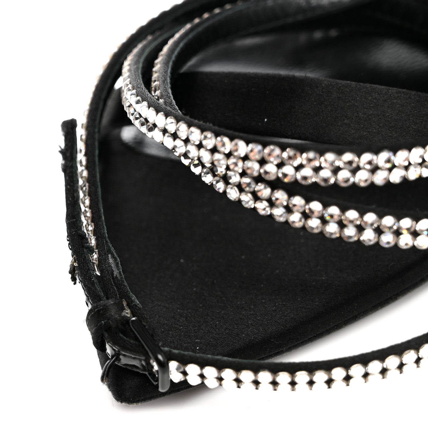 Saint Laurent Satin Crystal Ava 105 Sandals 36 Black 9 of 13