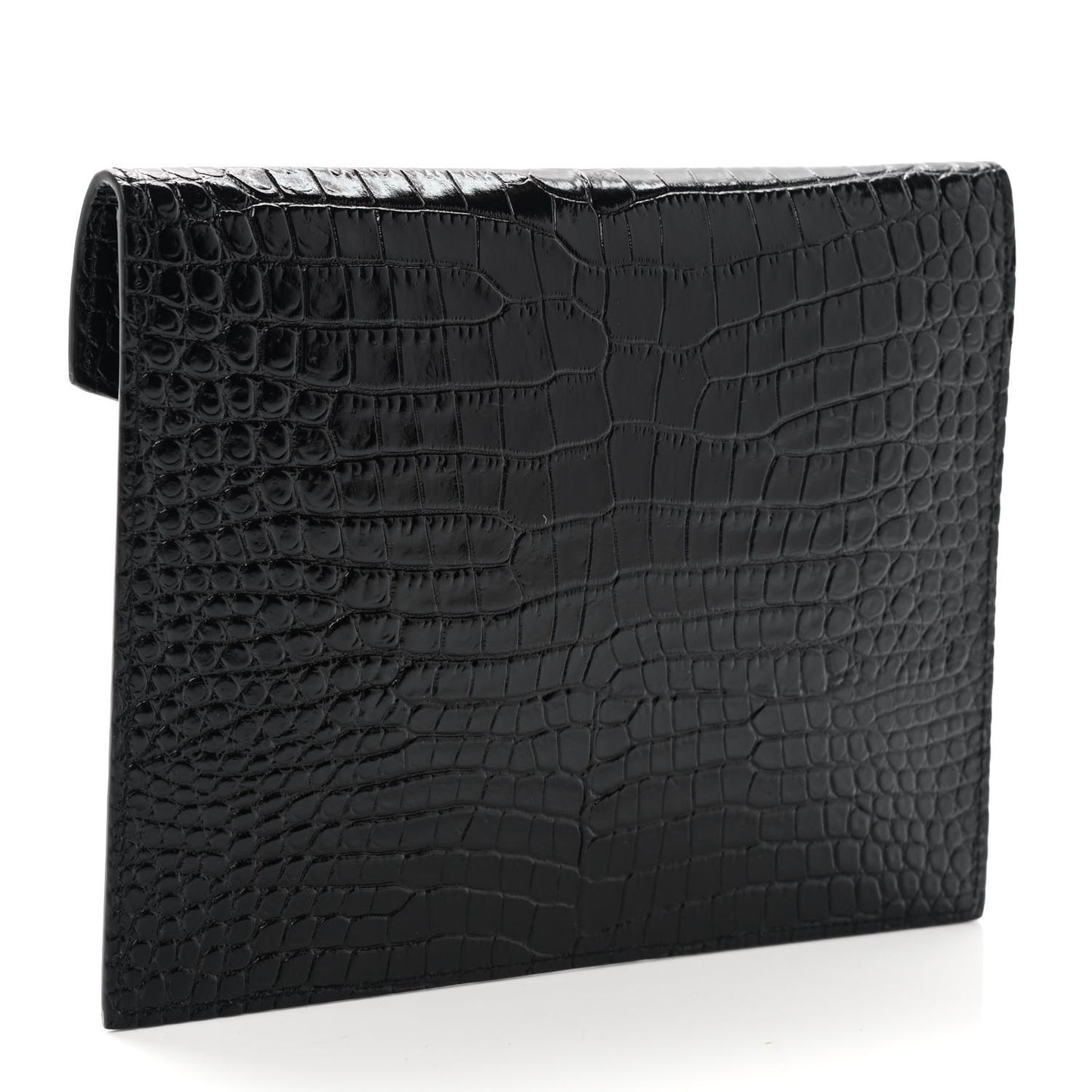 Calfskin Crocodile Embossed Monogram Uptown Baby Pouch Black