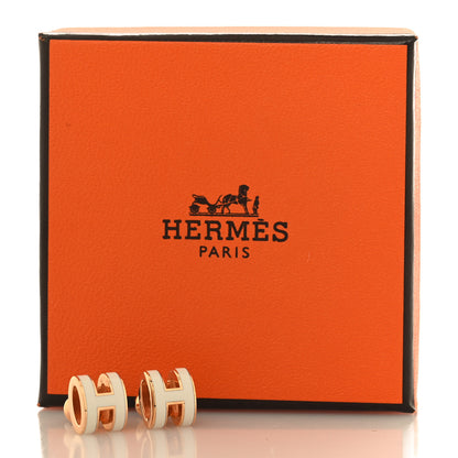 Hermes Rose Gold Lacquered Mini Pop H Earrings White 6 of 6