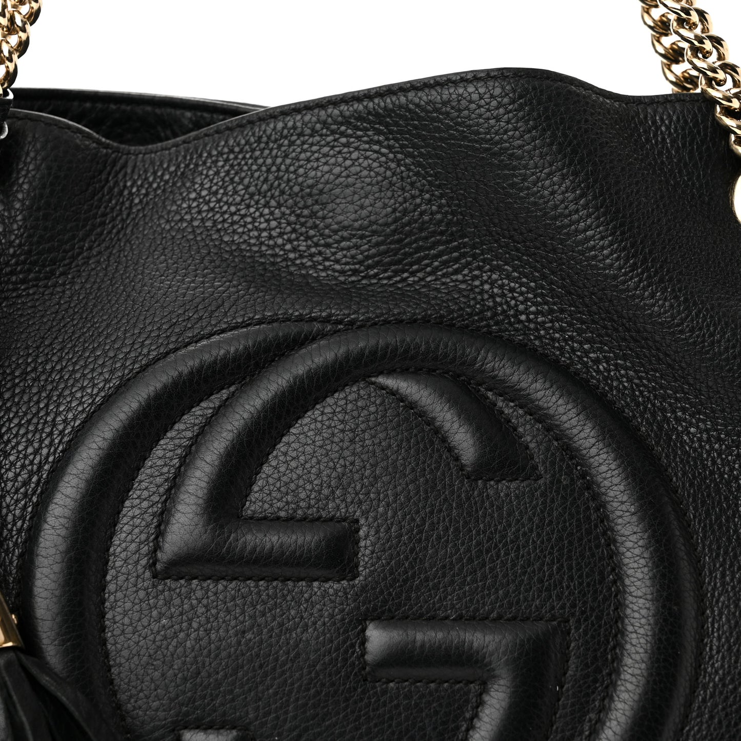 Pebbled Calfskin Medium Soho Chain Shoulder Bag Black