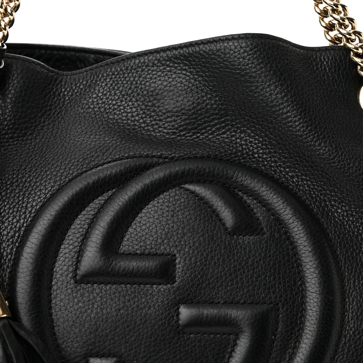 Gucci Pebbled Calfskin Medium Soho Chain Shoulder Bag Black 8 of 11