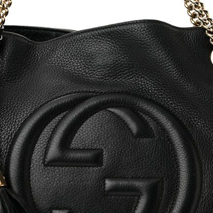 Gucci Pebbled Calfskin Medium Soho Chain Shoulder Bag Black 8 of 11