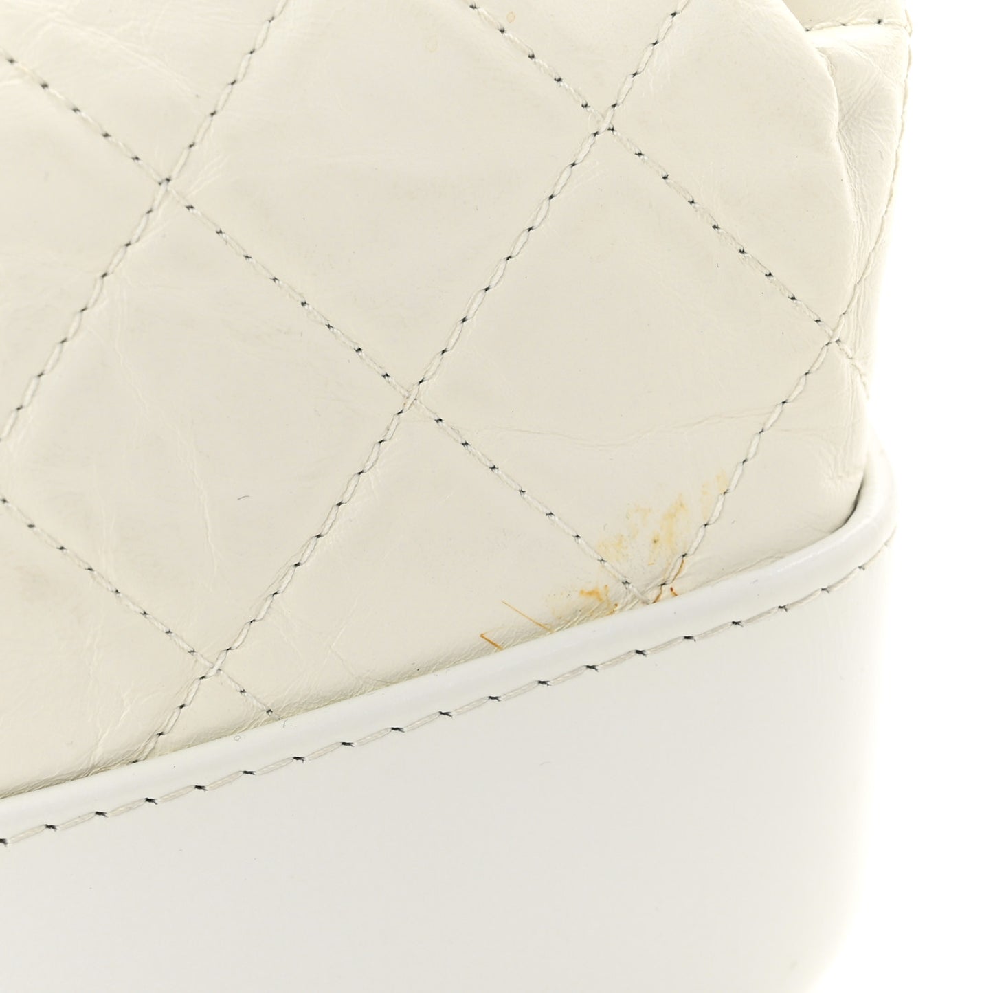 Aged Calfskin Quilted Small Gabrielle Backpack White