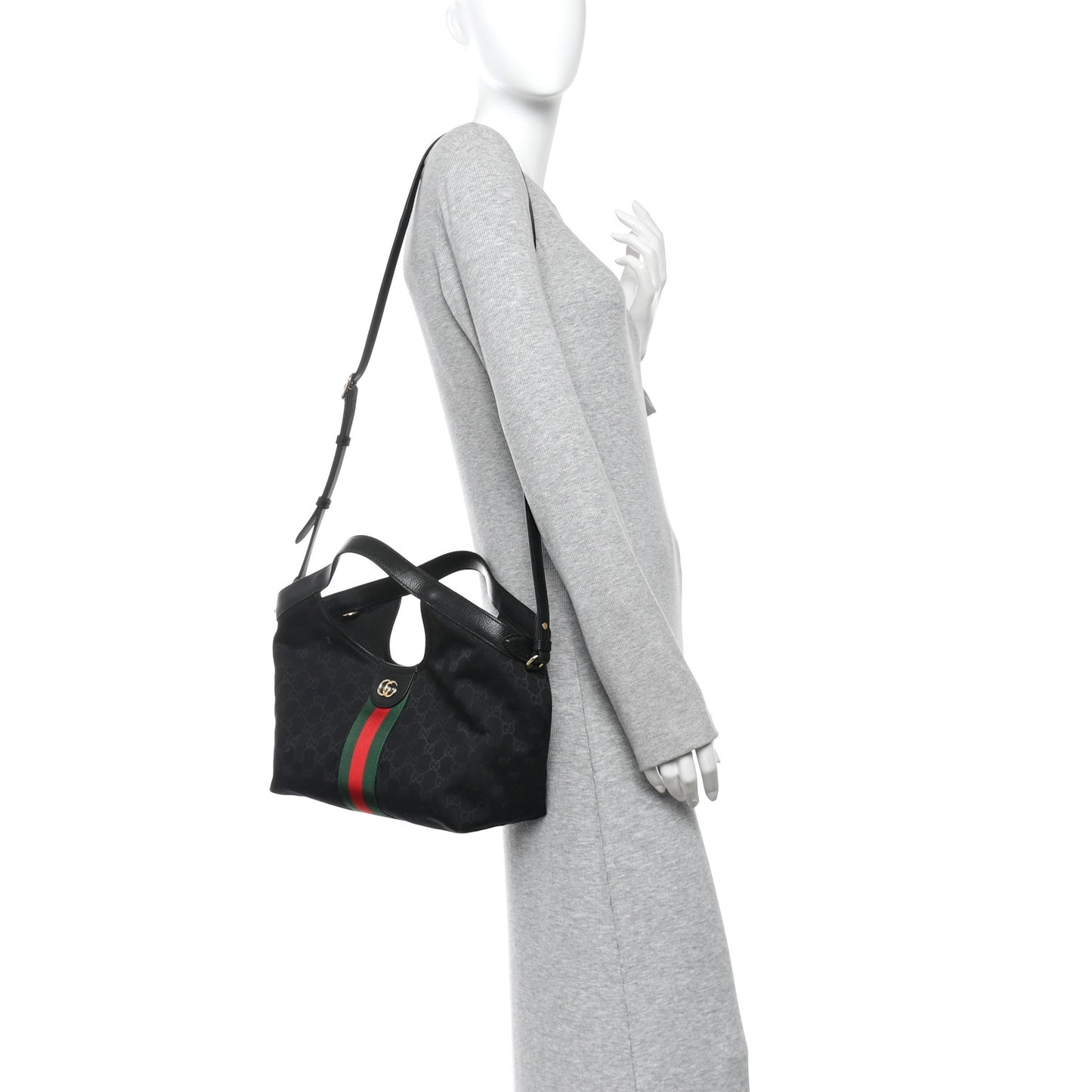 Denim GG Monogram Web Small Giglio Tote Black