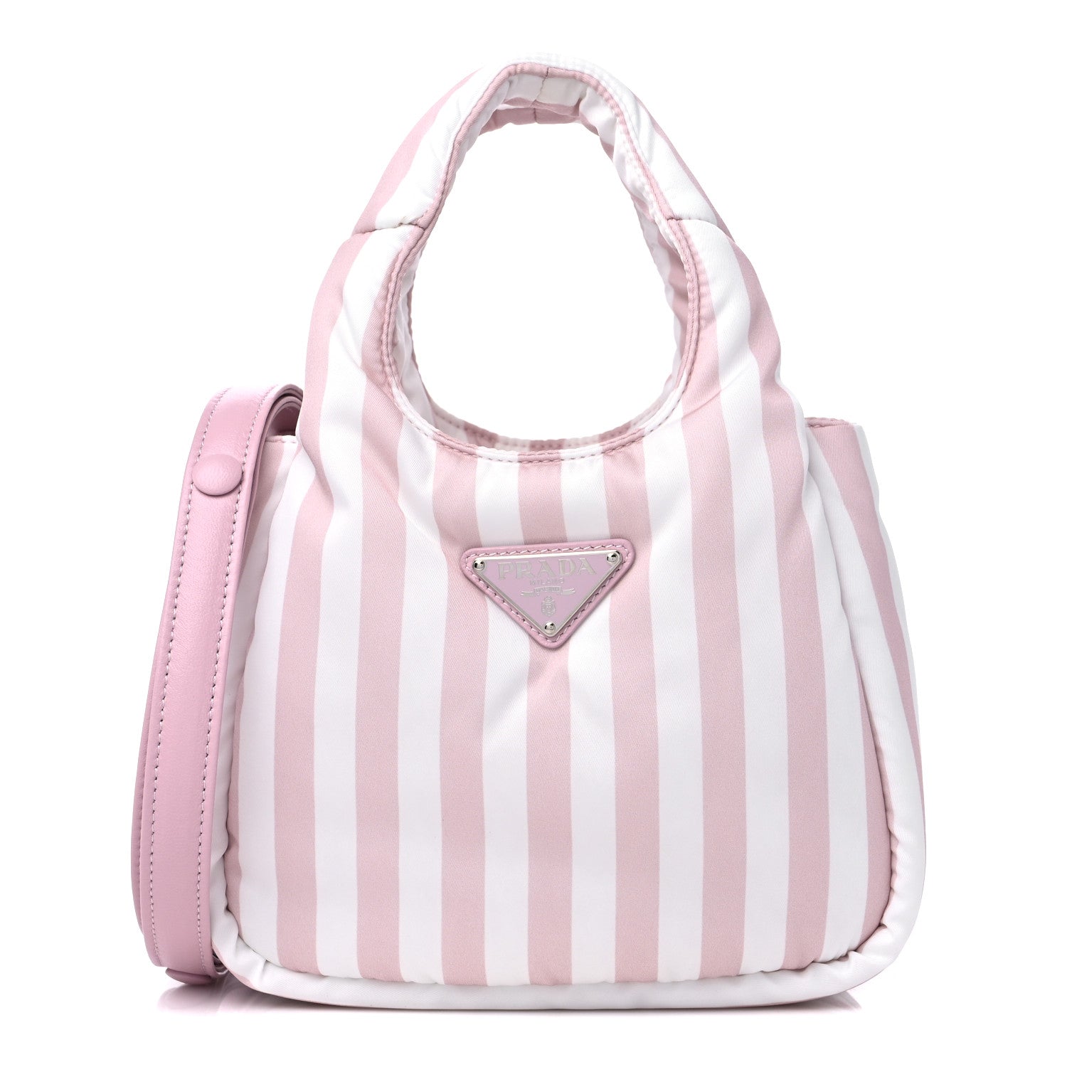 Prada Re-Nylon Soft Padded Striped Small Double Handled Shoulder Bag Alabastro 1 of 8