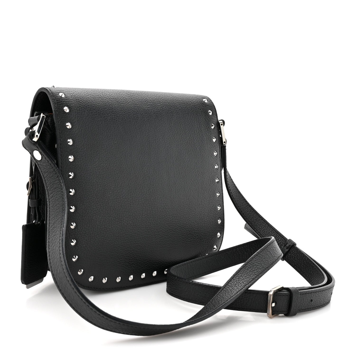 MCM Calfskin Patricia Studded Crossbody Bag Black 3 of 11
