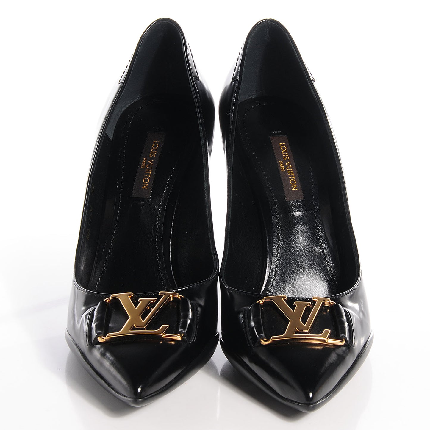 LOUIS VUITTON Glazed Calfskin Candice Pumps 35 Black